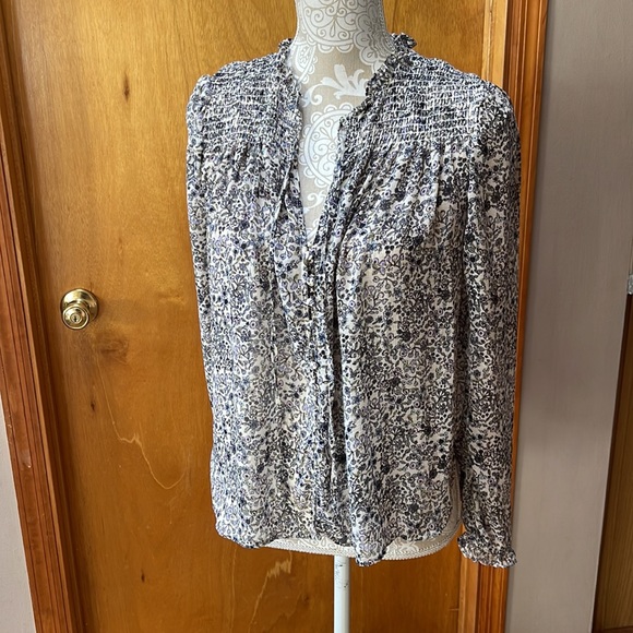 NWT Free People Lela smocked ruffle blouse. Size M - Picture 6 of 8